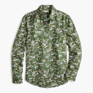 J.Crew Collection silk twill button-up blouse jungle cat print